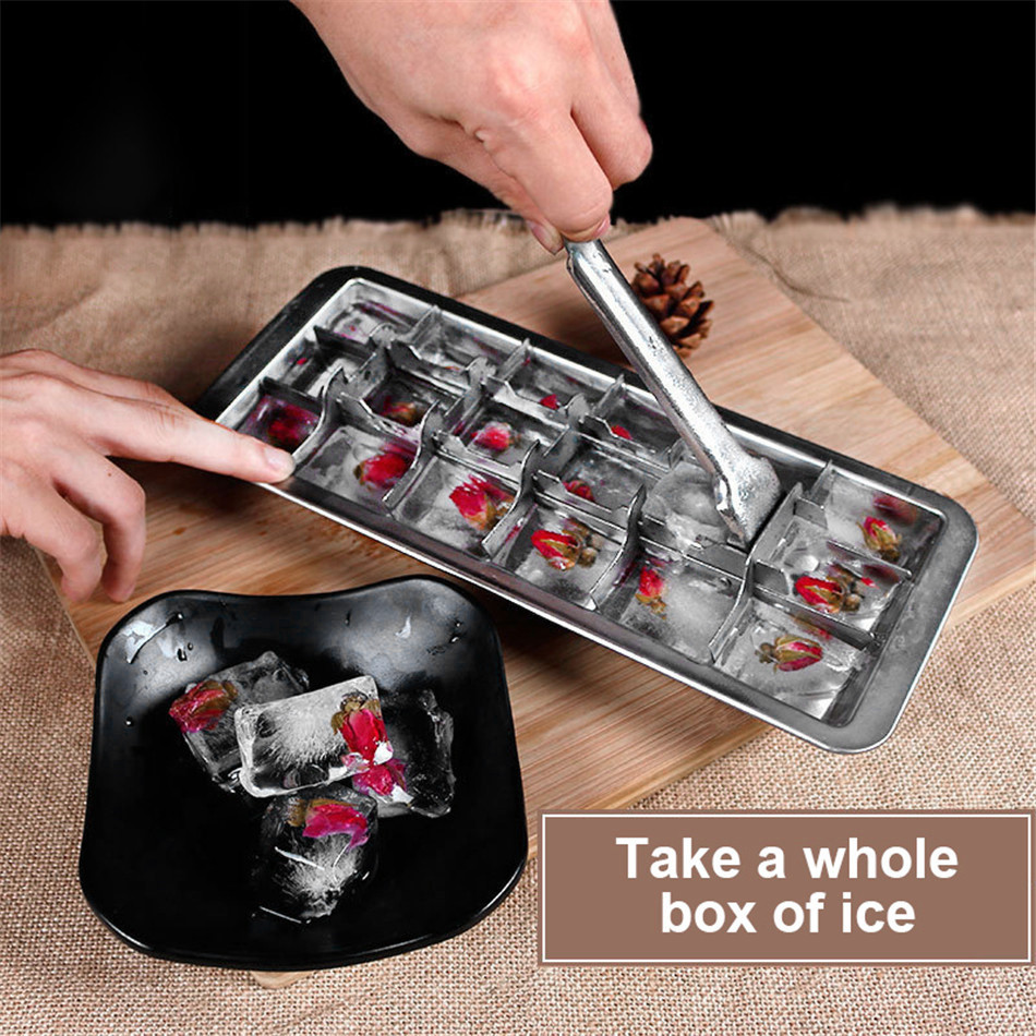 Metal Ice Cube Tray with Easy Release Lever