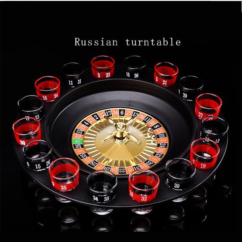 Bar Funny Tools Russia Turntable Shot Glass Drinking Roulette Game Set 16 Shots Party Board Game Play Accessories
