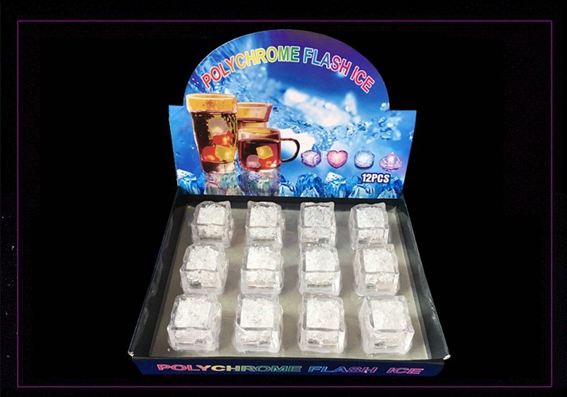 12pcs LED Ice Cubes Glowing Party Ball Flash Light Luminous Neon Wedding Festival Bar Wine Tasteless Glass Decoration Supplies