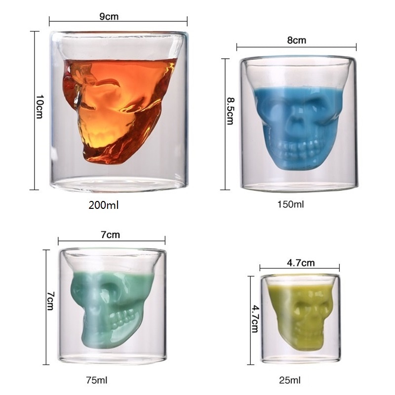 Skull Shot Glasses Double Wall Glass Cup