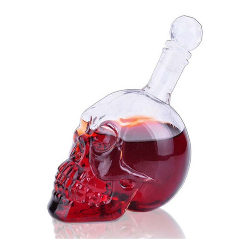 350/500/1000ML Crystal Skull Bottle Vodka Skull Shot Glass Bottle With Cork Skull Head Glass Carafe For Whisky Wine Spirits