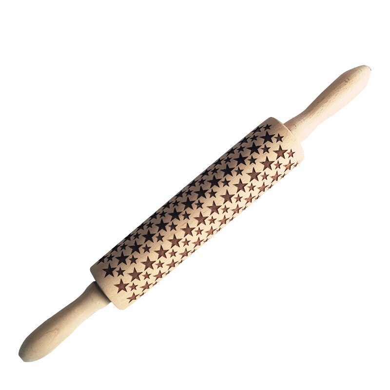 3D Rolling Pin Wooden Body and Handle 3D Rolling Pin Wooden Body and Handle