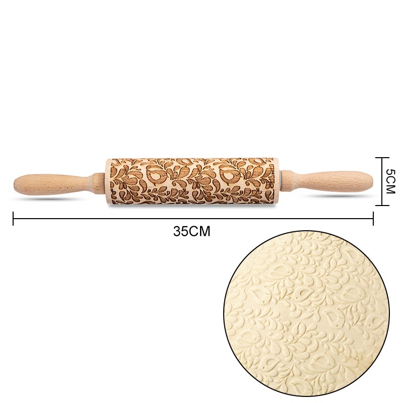 3D Rolling Pin Wooden Body and Handle 3D Rolling Pin Wooden Body and Handle